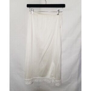 Vintage Lingerie Half Slip Nylon Wide Lace Size Medium White Antron III